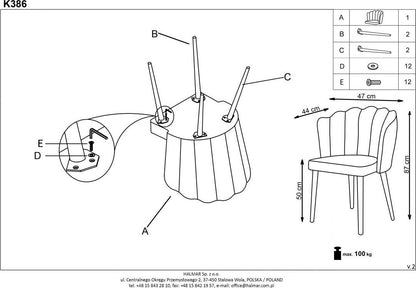 Kitchen Chair K386 | size: Width: 60cm, Height: 84cm, Depth: 58cm | color: Pink | image: 9 | variant: 1003202