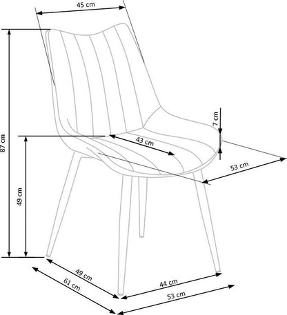 Kitchen Chair K388 | size: Width: 53cm, Height: 87cm, Depth: 61cm | color: Gray | image: 6 | variant: 1003204