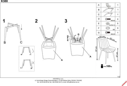 Kitchen Chair K388 | size: Width: 53cm, Height: 87cm, Depth: 61cm | color: Green | image: 9 | variant: 1003205