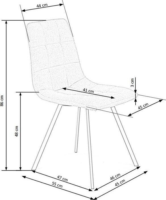 Kitchen Chair K402 | size: Width: 45cm, Height: 86cm, Depth: 55cm | color: Gray | image: 8 | variant: 1003217