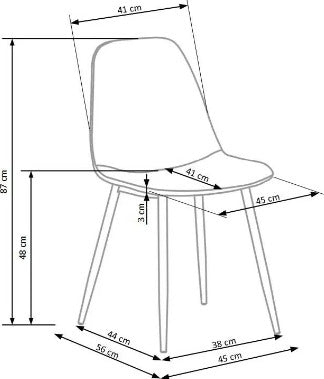 Kitchen Chair K417 | size: Width: 44cm, Height: 87cm, Depth: 56cm | color: Black | image: 1 | variant: 1003238