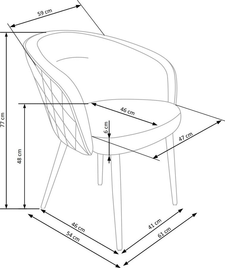 Kitchen Chair K430 | size: Width: 61cm, Height: 77cm, Depth: 54cm | color: Blue | image: 5 | variant: 1003263