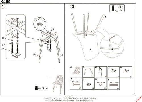 Kitchen Chair K450 | size: Width: 44cm, Height: 85cm, Depth: 58cm | color: Blue | image: 9 | variant: 1003300