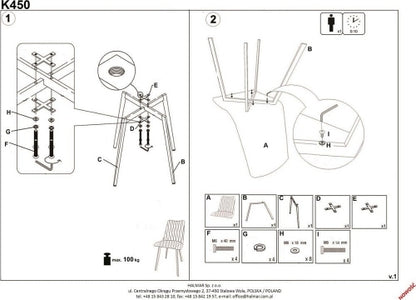 Kitchen Chair K450 | size: Width: 44cm, Height: 85cm, Depth: 58cm | color: Blue | image: 9 | variant: 1003300