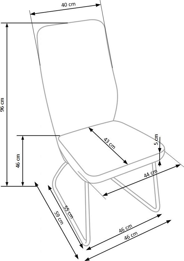 Kitchen Chair Kaunas | size: Width: 45cm, Height: 96cm, Depth: 57cm | color: White/Grey | image: 6 | variant: 1002216