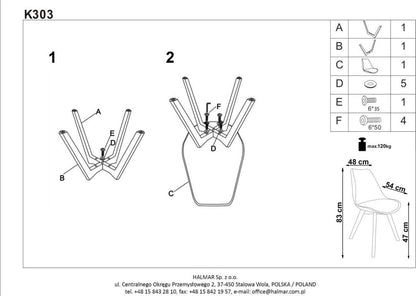 Kitchen Chair Klaipeda | size: Width: 48cm, Height: 83cm, Depth: 54cm | color: Gray | image: 2 | variant: 1002223