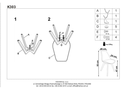 Kitchen Chair Klaipeda | size: Width: 48cm, Height: 83cm, Depth: 54cm | color: Gray | image: 3 | variant: 1002220