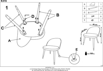 Kitchen Chair Marijampole | size: Width: 50cm, Height: 76cm, Depth: 55cm | color: Gray | image: 9 | variant: 1002238