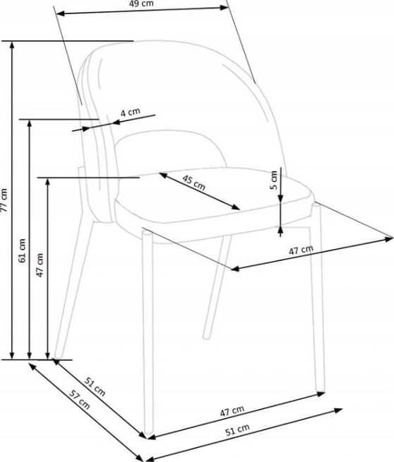 Kitchen Chair Rabat | size: Width: 51cm, Height: 77cm, Depth: 57cm | color: Gray | image: 9 | variant: 1002441