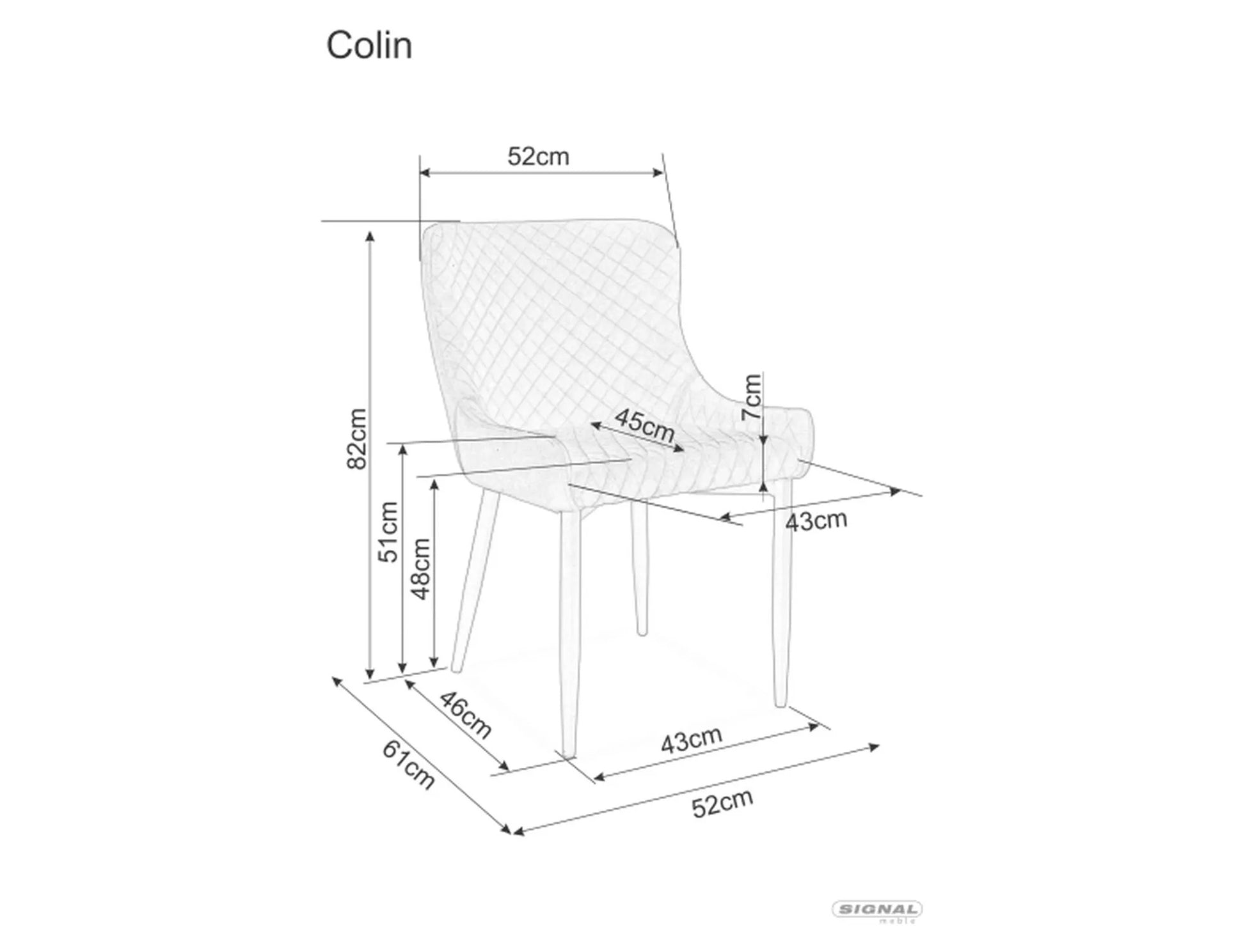 Kitchen Chair Salvador | size: Width: 52cm, Height: 82cm, Depth: 45cm | color: Black | image: 1 | variant: 1003890