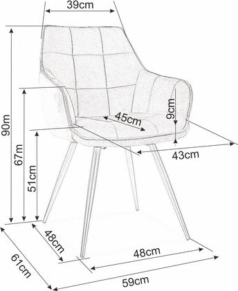 Kitchen Chair Sharjah | size: Width: 59cm, Height: 90cm, Depth: 45cm | color: Gray | image: 3 | variant: 1003647
