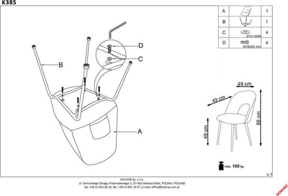 Kitchen Chair Warsaw | size: Width: 54cm, Height: 88cm, Depth: 59cm | color: Pink | image: 9 | variant: 1002296