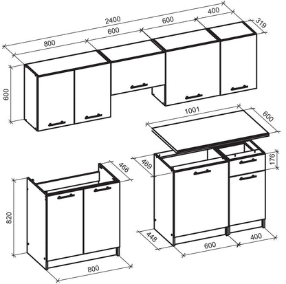Kitchen Equipment Set Helsingborg | size: Width: 240cm, Height: 214cm, Depth: 60cm | color: Black | image: 2 | variant: 1007544