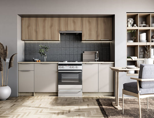 Kitchen Equipment Set West Abergavenny | size: Width: 240cm, Height: 214cm, Depth: 60cm | color: Brown/Beige/Oak | image: 1 | variant: 1007348