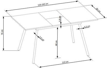 Kitchen Table Albon | size: Length: 80cm, Width: 160cm, Height: 76cm | color: Oak/Grey | image: 6 | variant: 1011220
