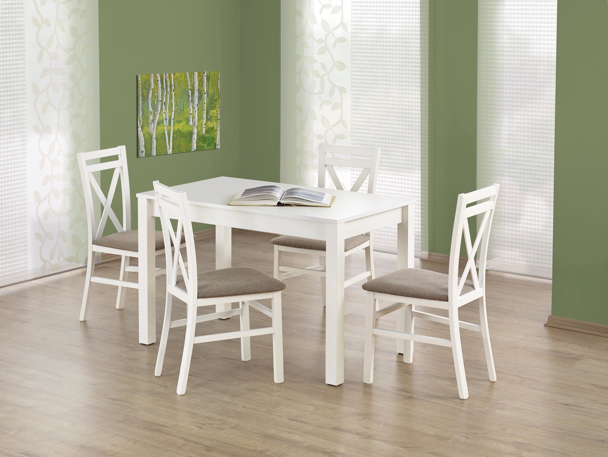 Kitchen Table Belfast | size: Length: 68cm, Width: 120cm, Height: 76cm | color: White | image: 5 | variant: 1003146