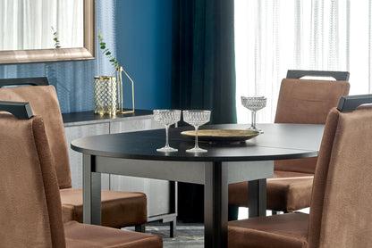 Kitchen Table Birmingham | size: Length: 102cm, Width: 142cm, Height: 76cm, Diameter: 102cm | color: Black | image: 6 | variant: 1003160