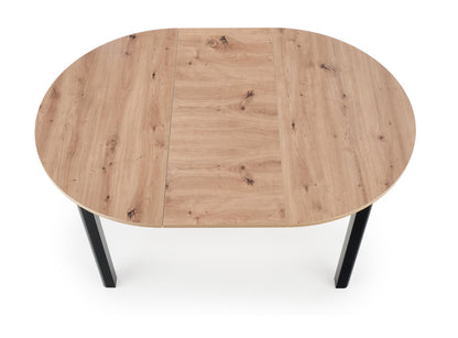 Kitchen Table Birmingham | size: Length: 102cm, Width: 142cm, Height: 76cm, Diameter: 102cm | color: Black/Oak | image: 3 | variant: 1003161