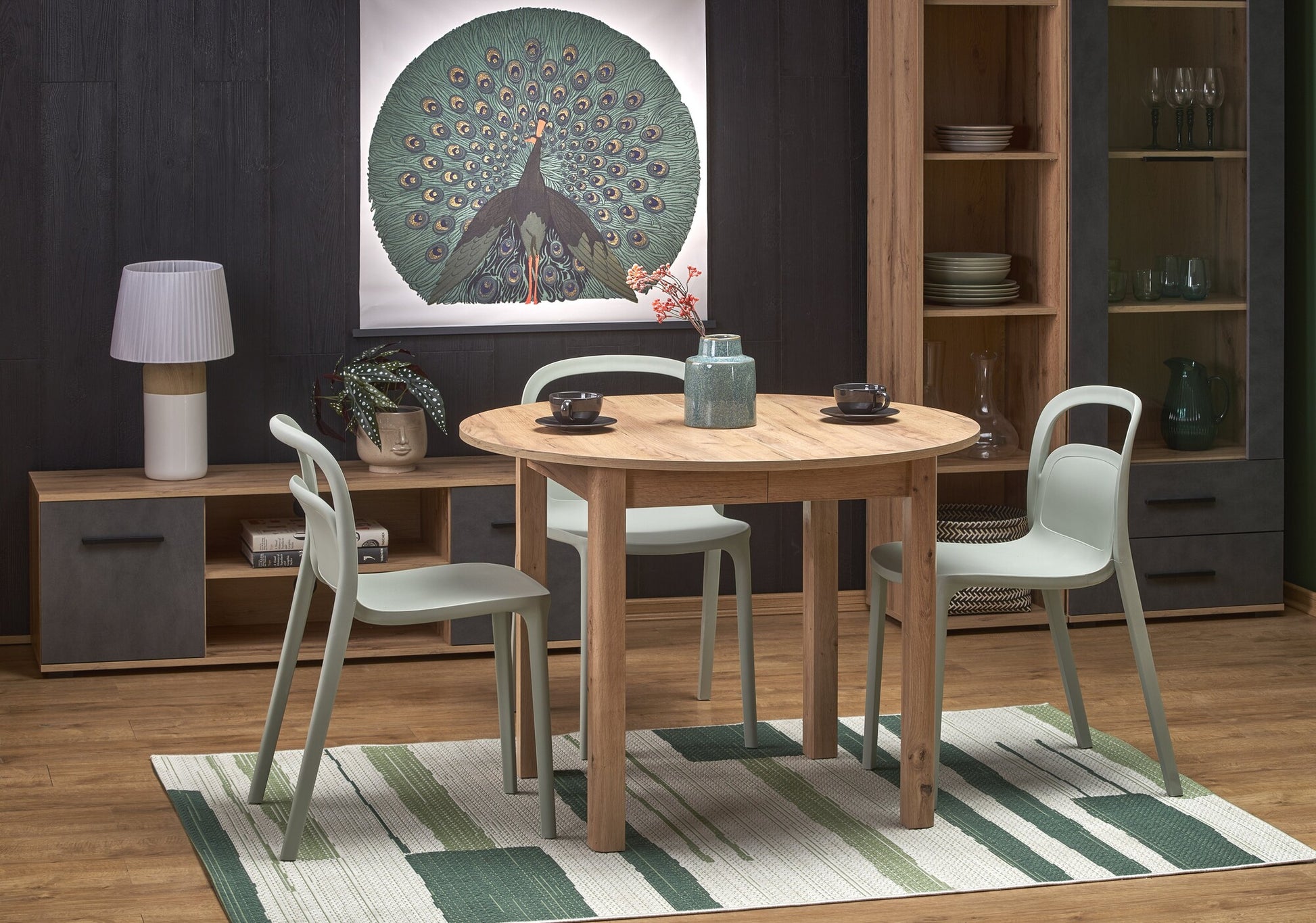 Kitchen Table Birmingham | size: Length: 102cm, Width: 142cm, Height: 76cm, Diameter: 102cm | color: Oak | image: 1 | variant: 1003159