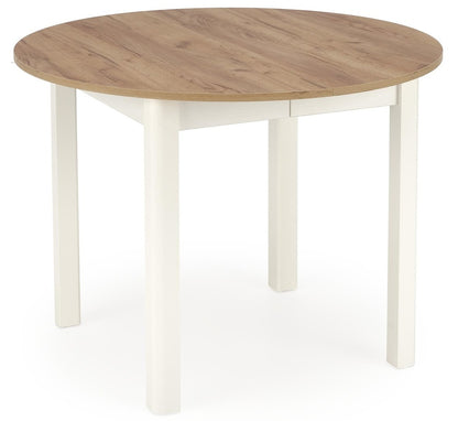 Kitchen Table Birmingham | size: Length: 102cm, Width: 142cm, Height: 76cm, Diameter: 102cm | color: White/Oak | image: 0 | variant: 1003158