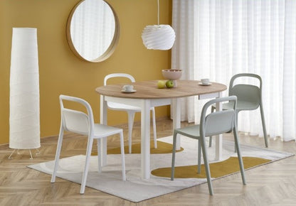 Kitchen Table Birmingham | size: Length: 102cm, Width: 142cm, Height: 76cm, Diameter: 102cm | color: White/Oak | image: 1 | variant: 1003158