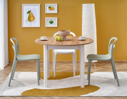 Kitchen Table Birmingham | size: Length: 102cm, Width: 142cm, Height: 76cm, Diameter: 102cm | color: White/Oak | image: 2 | variant: 1003158