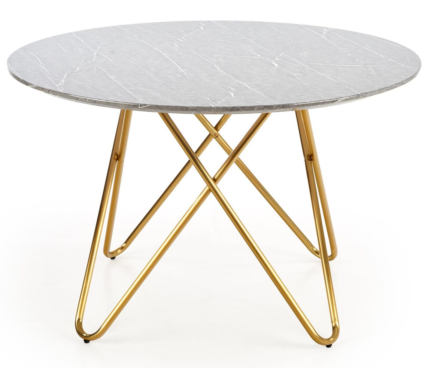 Kitchen Table Bonello | size: Length: 120cm, Width: 120cm, Height: 76cm, Diameter: 120cm | color: Marble/Grey/Gold | image: 3 | variant: 1011234