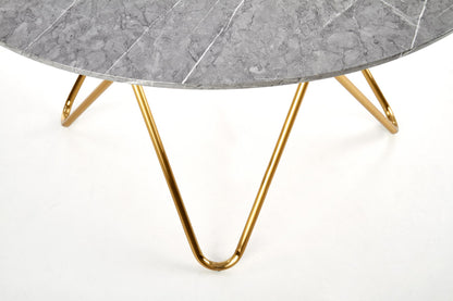 Kitchen Table Bonello | size: Length: 120cm, Width: 120cm, Height: 76cm, Diameter: 120cm | color: Marble/Grey/Gold | image: 5 | variant: 1011234