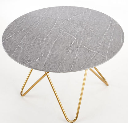 Kitchen Table Bonello | size: Length: 120cm, Width: 120cm, Height: 76cm, Diameter: 120cm | color: Marble/Grey/Gold | image: 6 | variant: 1011234