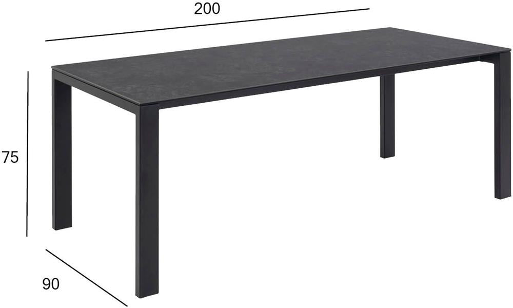 Kitchen Table Brentford | size: Length: 90cm, Width: 200cm, Height: 75cm | color: Black | image: 3 | variant: 1016751