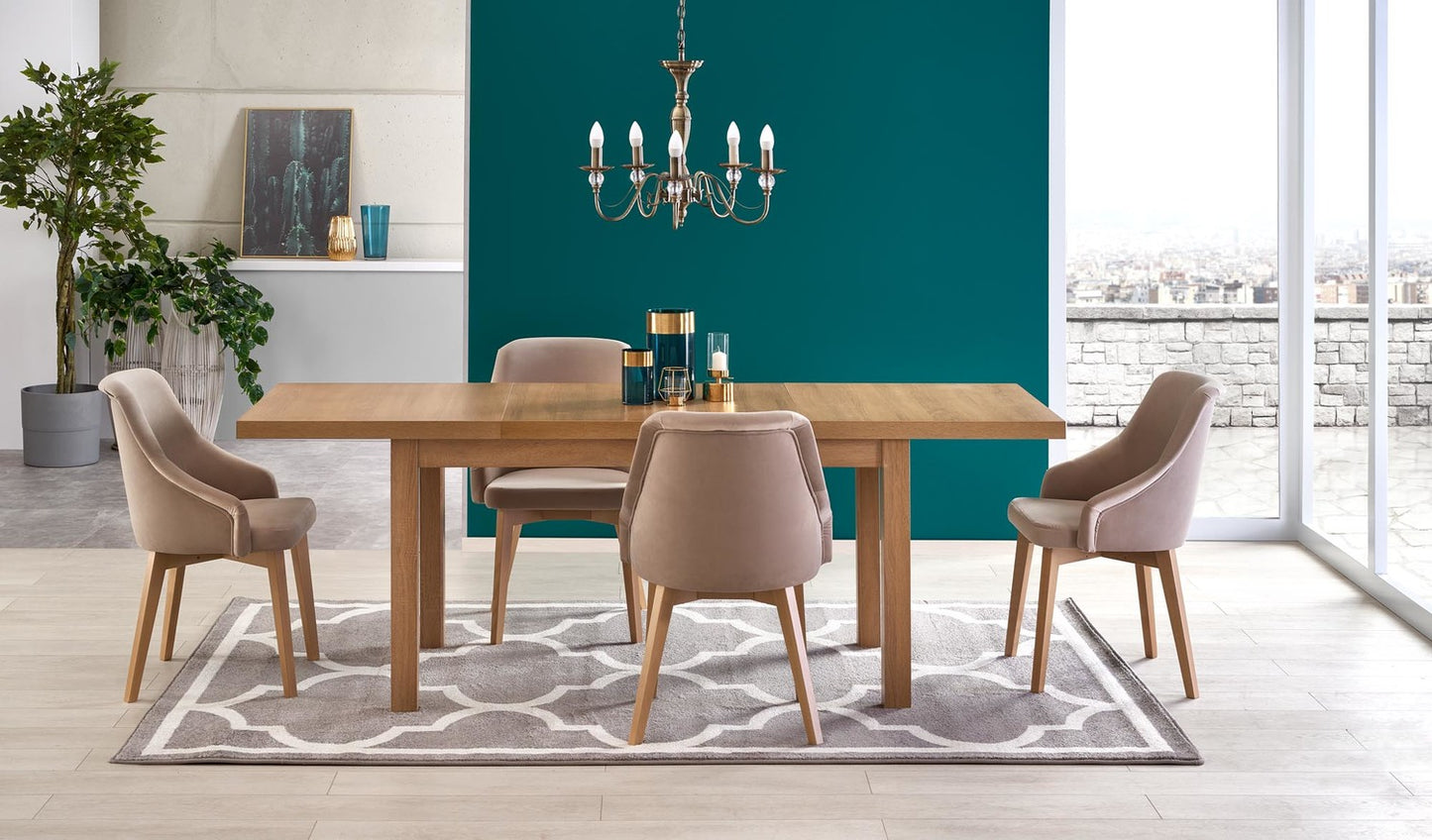Kitchen Table Brisbane | size: Length: 80cm, Width: 220cm, Height: 79cm | color: Oak | image: 2 | variant: 1003177
