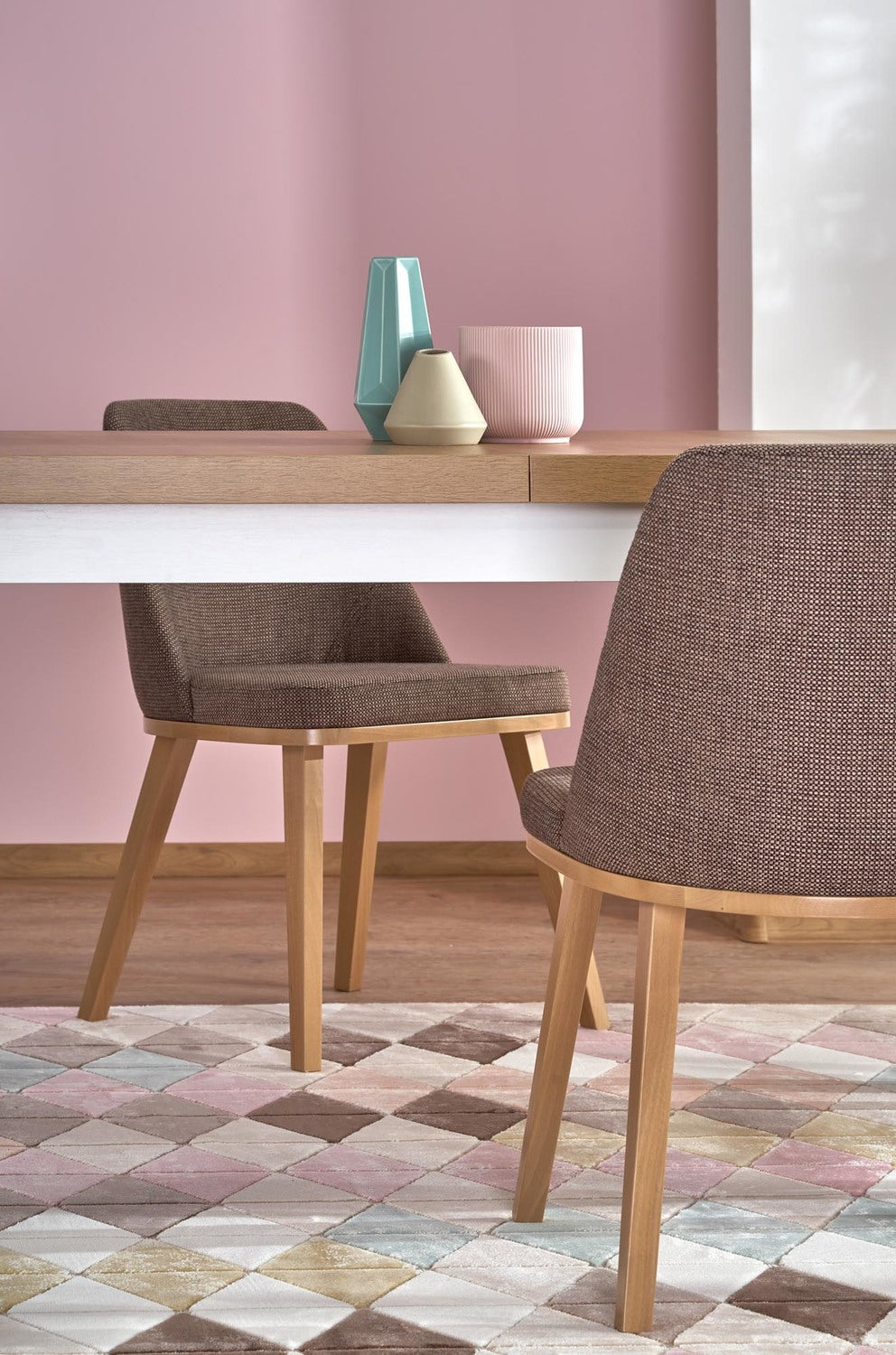 Kitchen Table Brisbane | size: Length: 80cm, Width: 220cm, Height: 79cm | color: White/Oak | image: 3 | variant: 1003176