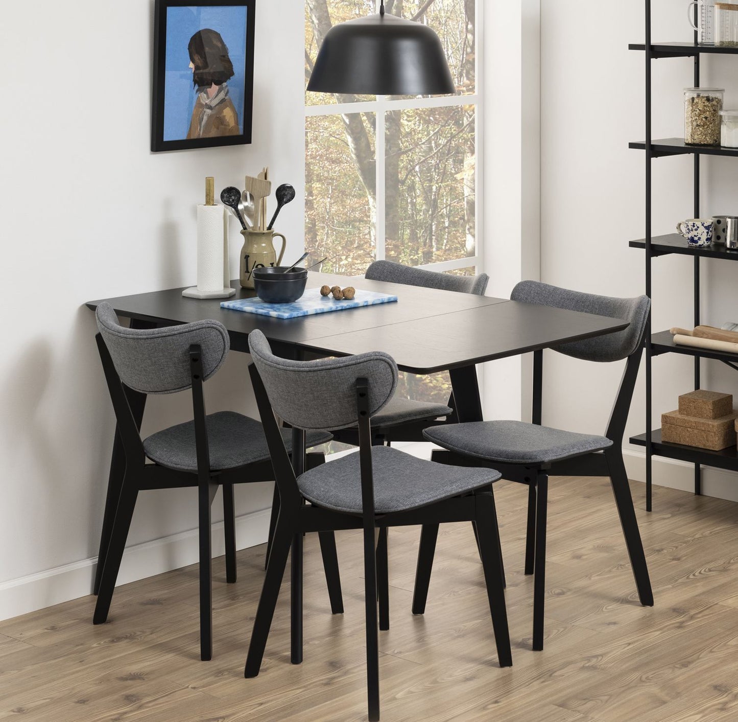 Kitchen Table Broadstairs | size: Length: 80cm, Width: 120cm, Height: 76cm | color: Black | image: 4 | variant: 1001554