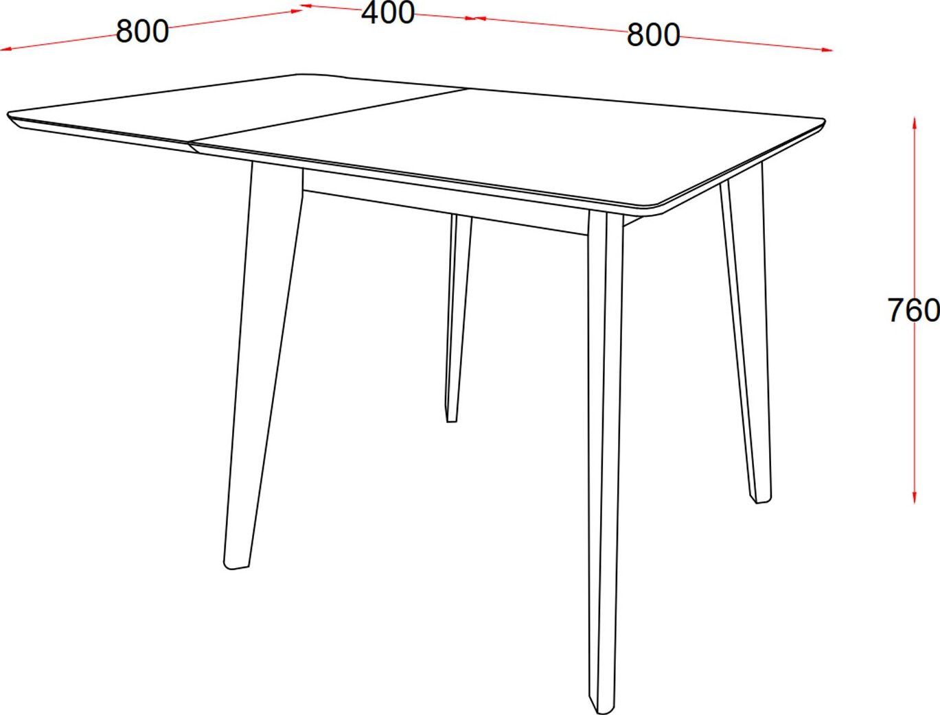 Kitchen Table Broadstairs | size: Length: 80cm, Width: 120cm, Height: 76cm | color: Black | image: 5 | variant: 1001554
