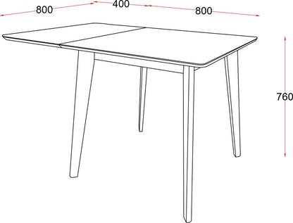 Kitchen Table Broadstairs | size: Length: 80cm, Width: 120cm, Height: 76cm | color: Black | image: 5 | variant: 1001554