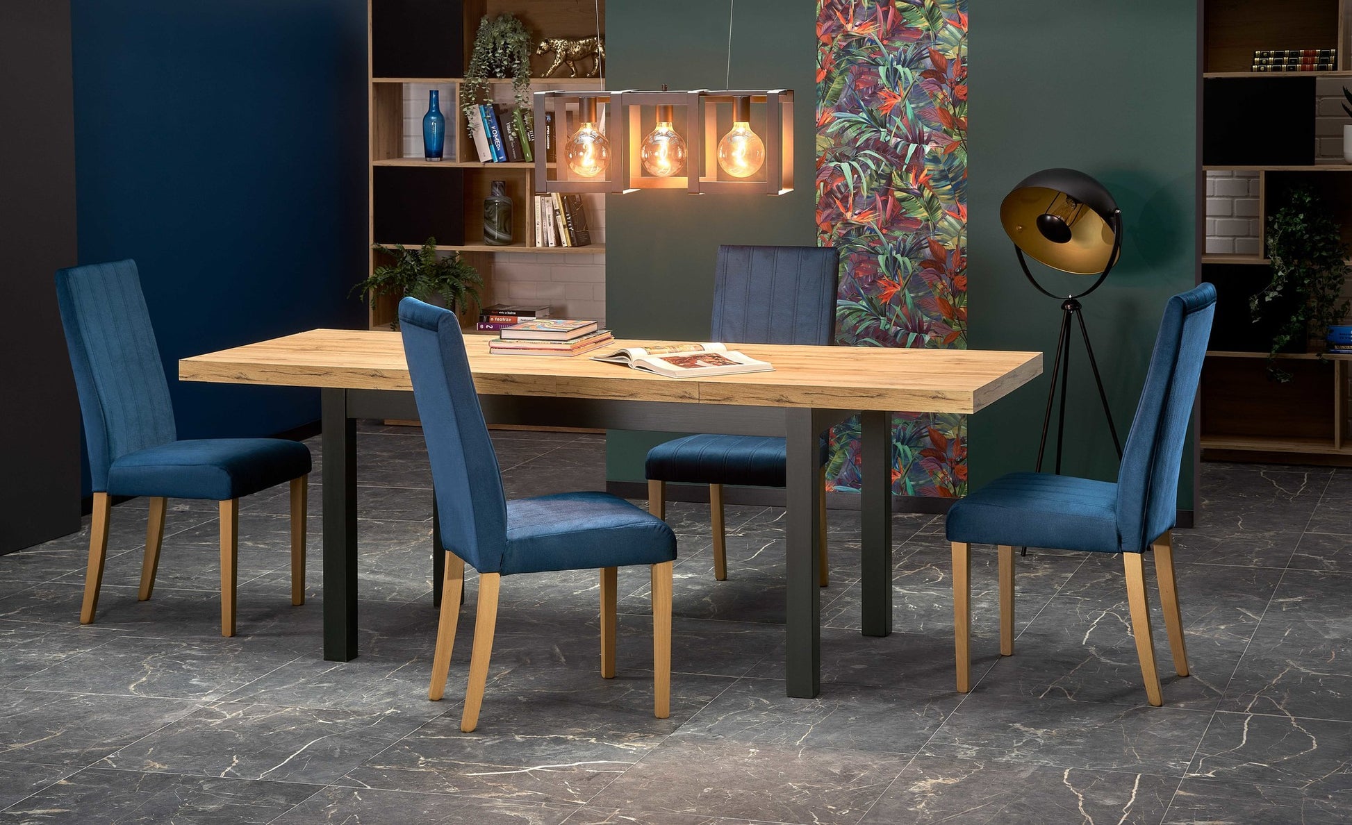 Kitchen Table Buenos Aires | size: Length: 80cm, Width: 220cm, Height: 76cm | color: Black/Oak | image: 3 | variant: 1003181