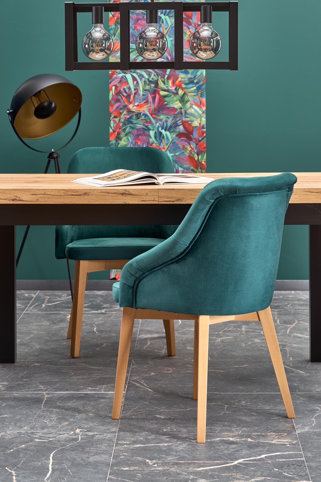 Kitchen Table Buenos Aires | size: Length: 80cm, Width: 220cm, Height: 76cm | color: Black/Oak | image: 6 | variant: 1003181