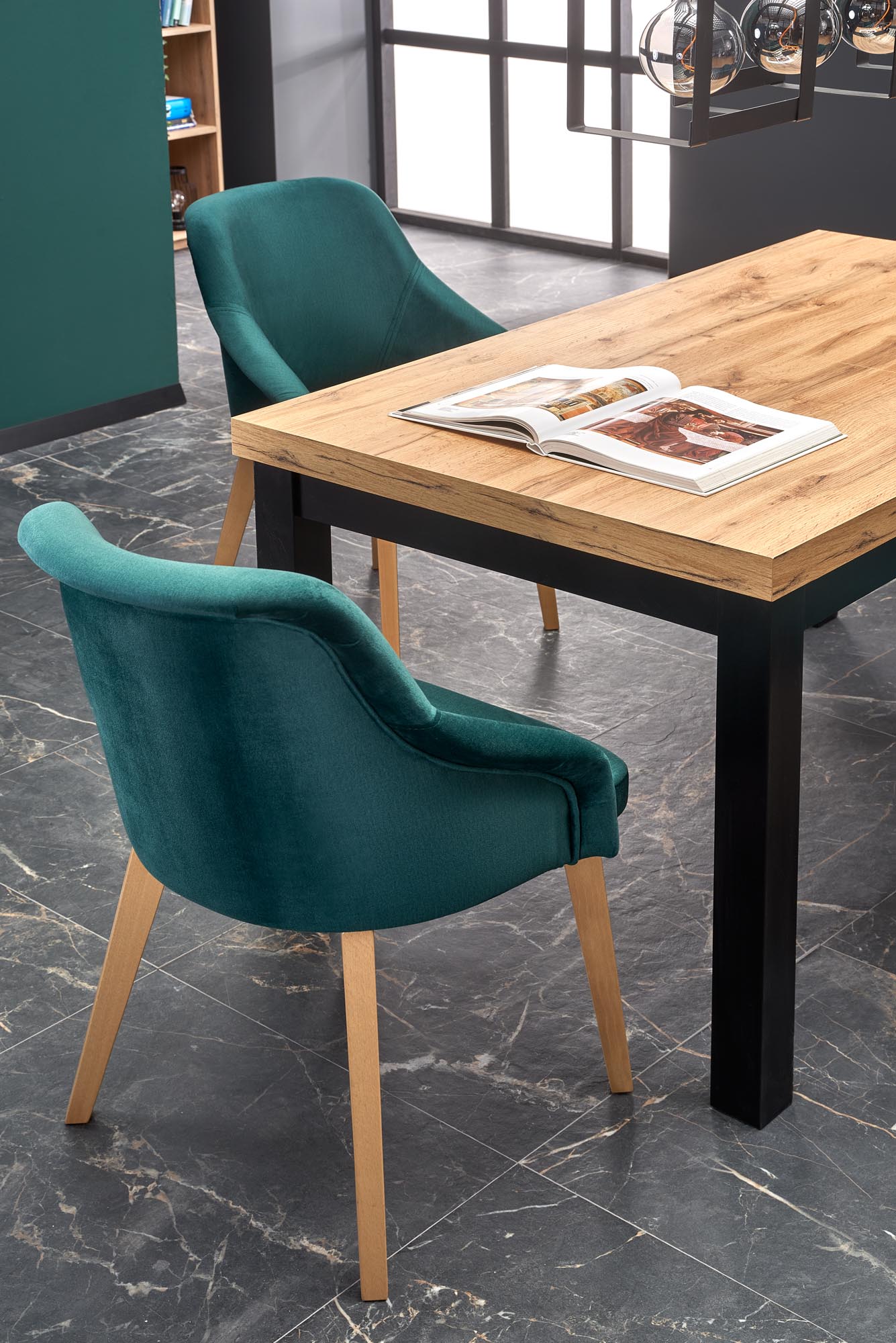 Kitchen Table Buenos Aires | size: Length: 80cm, Width: 220cm, Height: 76cm | color: Black/Oak | image: 7 | variant: 1003181