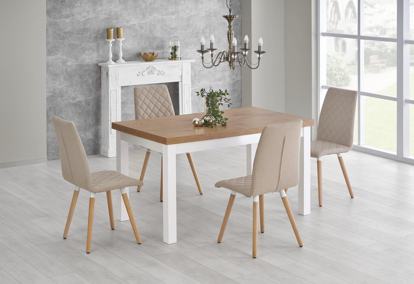 Kitchen Table Buenos Aires | size: Length: 80cm, Width: 220cm, Height: 76cm | color: White/Oak | image: 8 | variant: 1003180