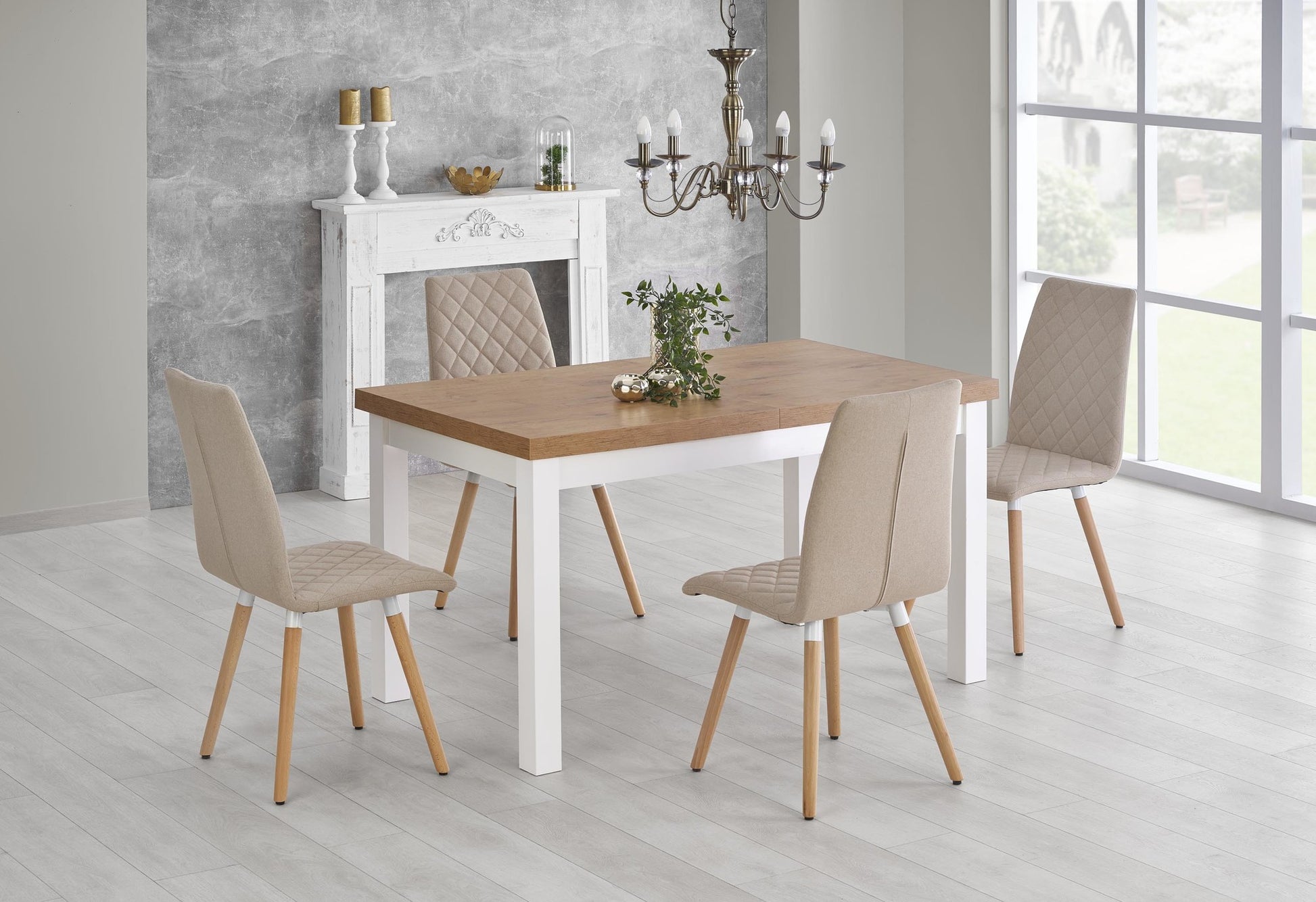 Kitchen Table Buenos Aires | size: Length: 80cm, Width: 220cm, Height: 76cm | color: White/Oak | image: 8 | variant: 1003180
