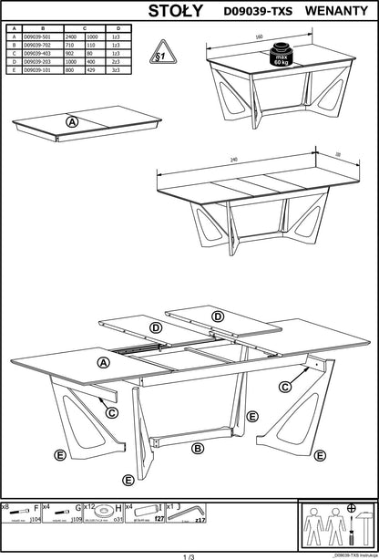 Kitchen Table Calgary | size: Length: 100cm, Width: 240cm, Height: 77cm | color: Oak | image: 10 | variant: 1003188