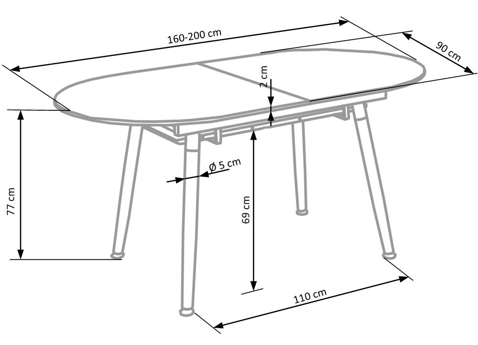 Kitchen Table Caliber | size: Length: 90cm, Width: 200cm, Height: 76cm | color: White/Oak | image: 9 | variant: 1011246