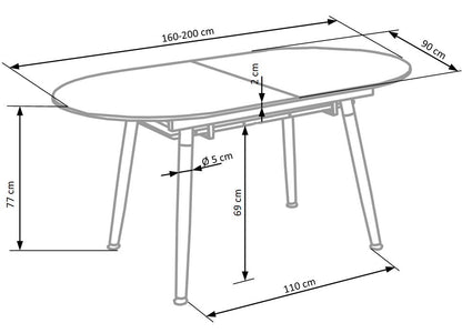 Kitchen Table Caliber | size: Length: 90cm, Width: 200cm, Height: 76cm | color: White/Oak | image: 9 | variant: 1011246
