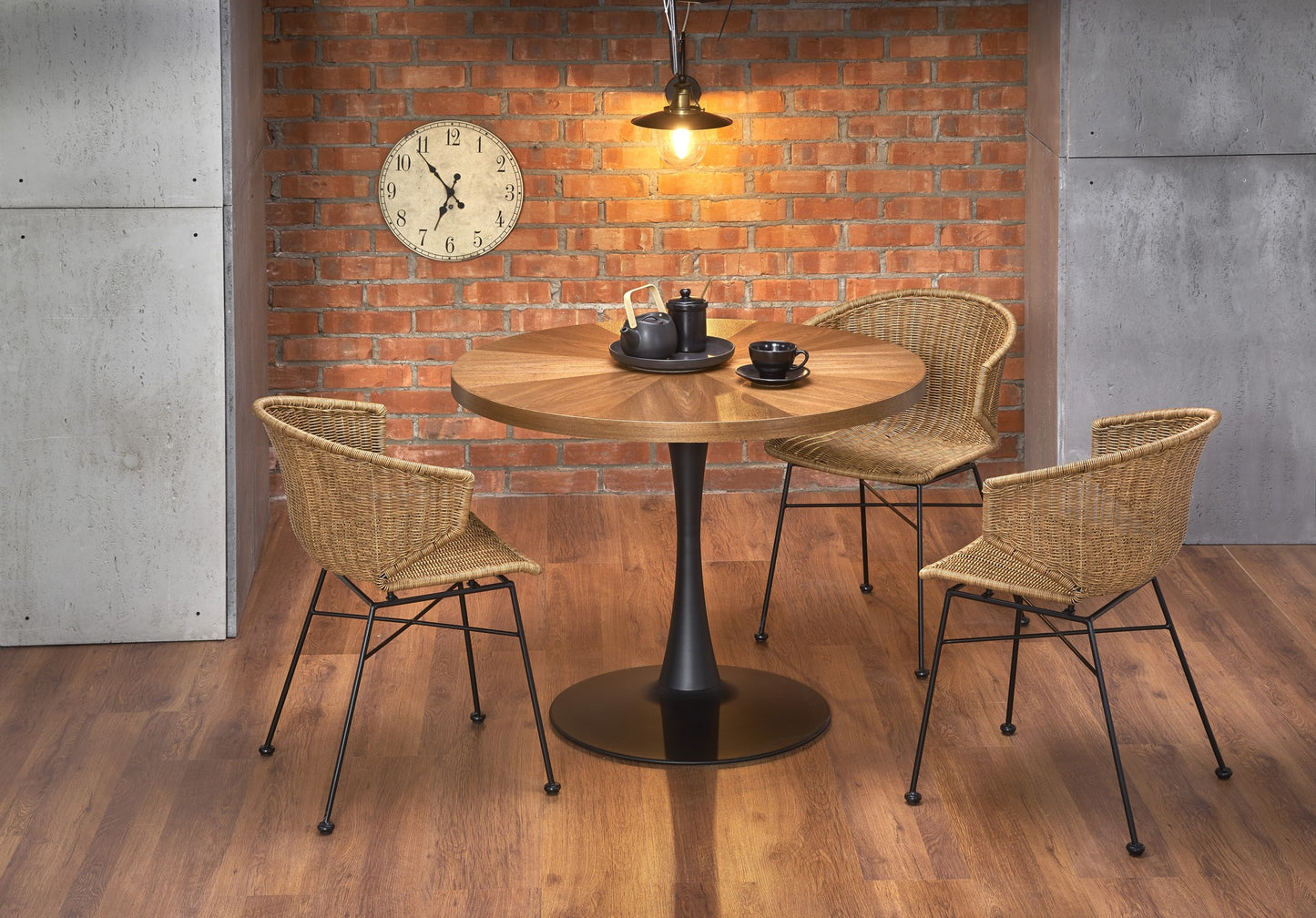 Kitchen Table Carmelo | size: Length: 100cm, Width: 100cm, Height: 75cm, Diameter: 100cm | color: Black/Walnut | image: 2 | variant: 1011231