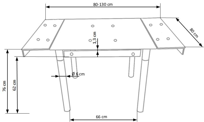 Kitchen Table Charleston | size: Length: 80cm, Width: 130cm, Height: 76cm | color: Gray | image: 2 | variant: 1003200