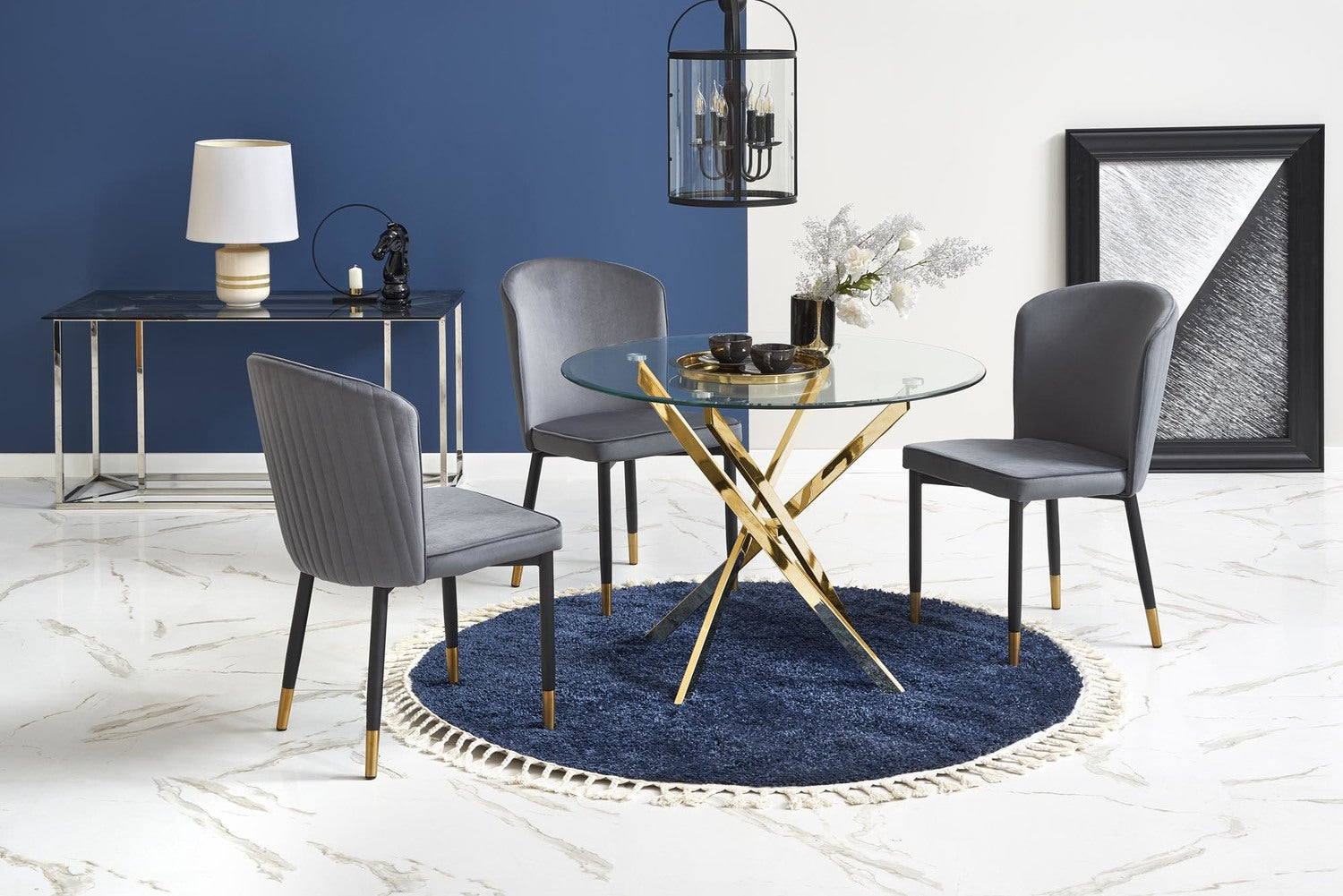 Kitchen Table Chicago | size: Length: 100cm, Width: 100cm, Height: 73cm, Diameter: 100cm | color: Clear/Oak | image: 4 | variant: 1003208
