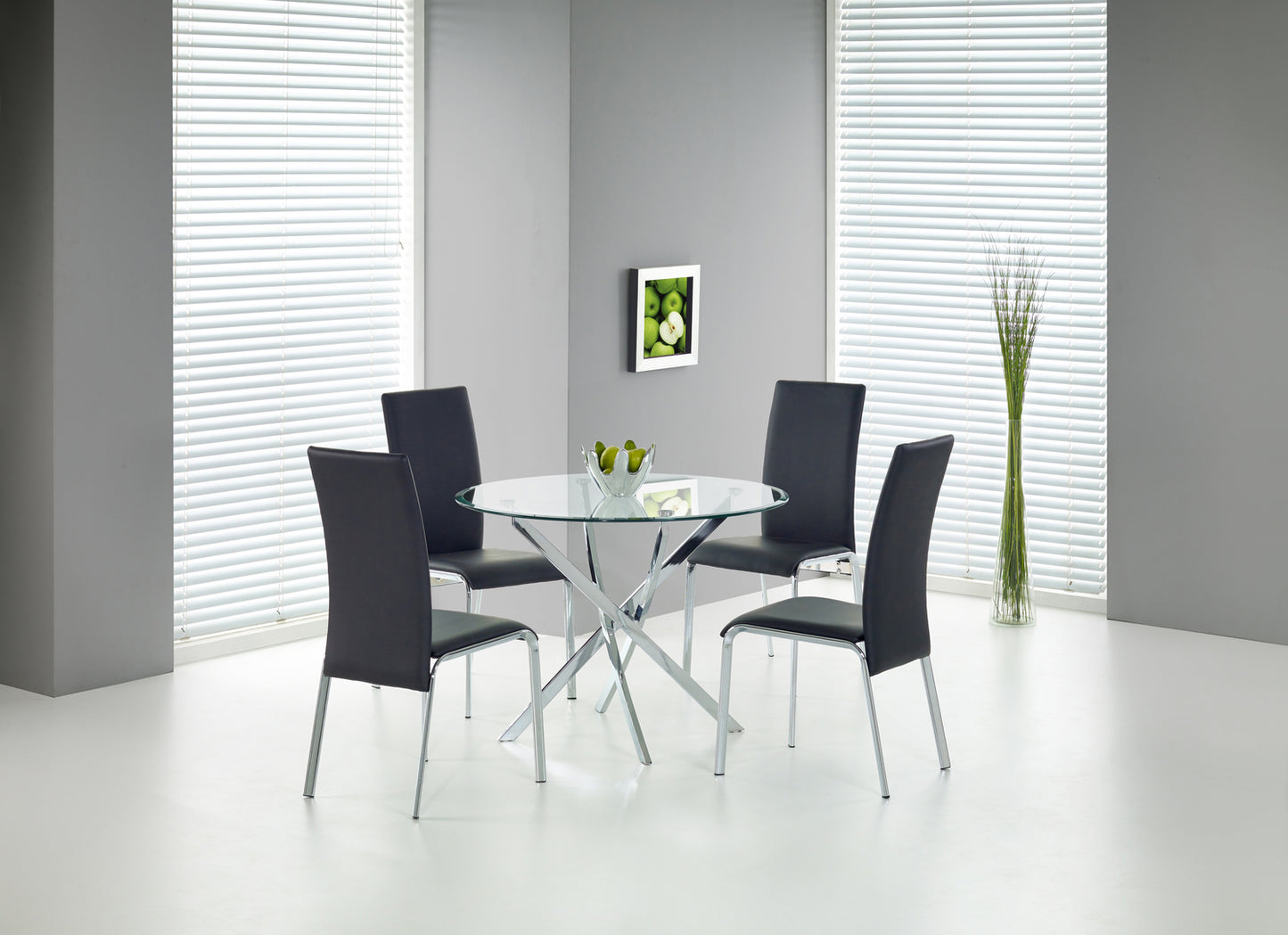 Kitchen Table Chicago | size: Length: 100cm, Width: 100cm, Height: 73cm, Diameter: 100cm | color: Transparent/Grey | image: 1 | variant: 1003209