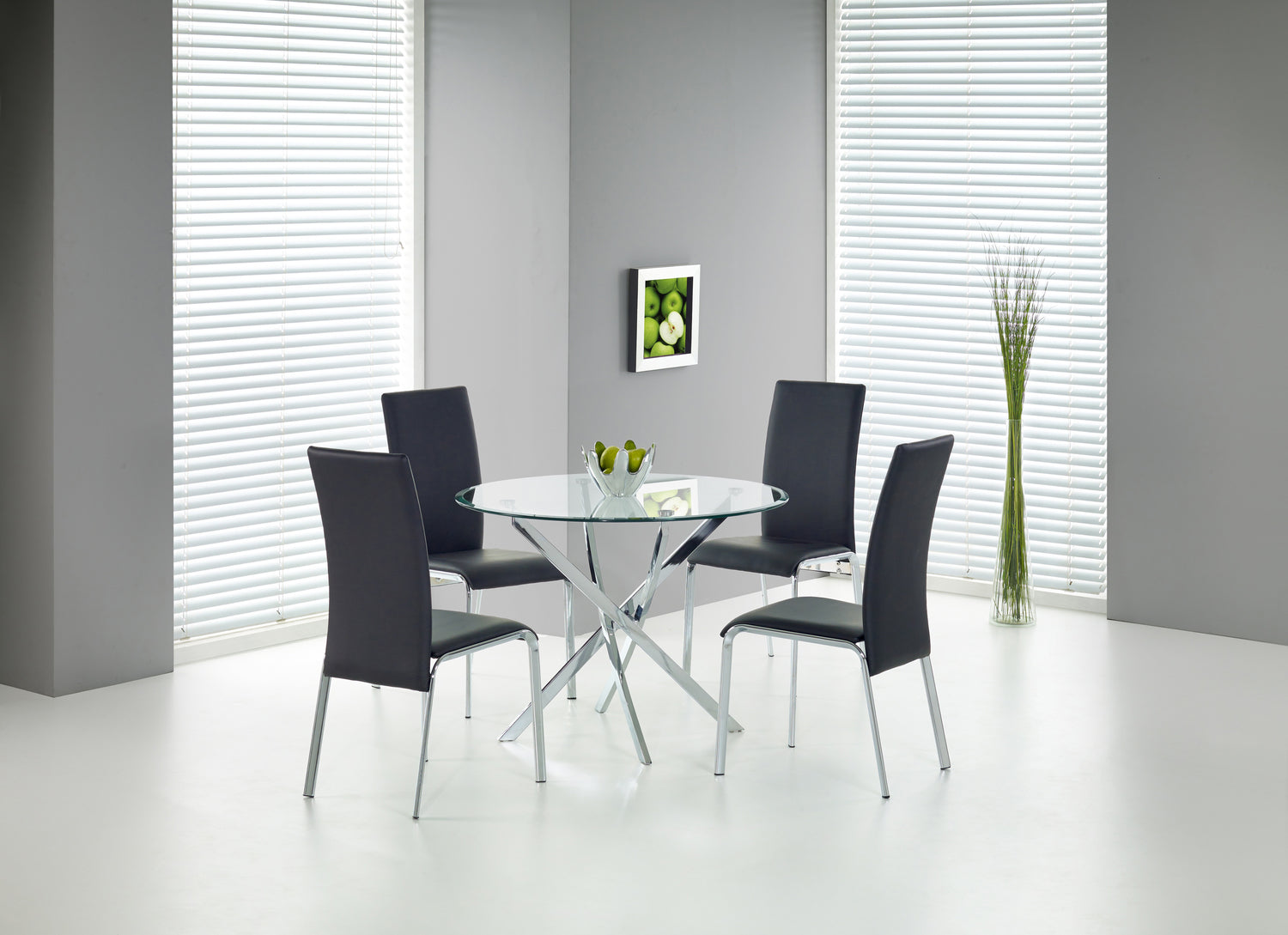 Kitchen Table Chicago | size: Length: 100cm, Width: 100cm, Height: 73cm, Diameter: 100cm | color: Transparent/Grey | image: 1 | variant: 1003209