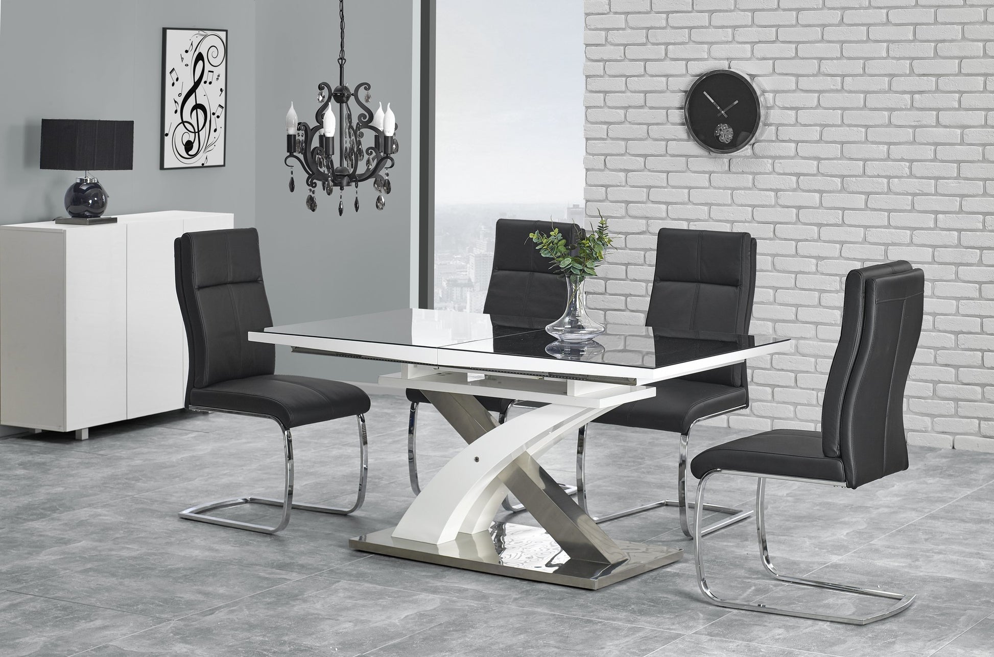 Kitchen Table Chongqing | size: Length: 90cm, Width: 220cm, Height: 78cm | color: White/Black | image: 3 | variant: 1003213