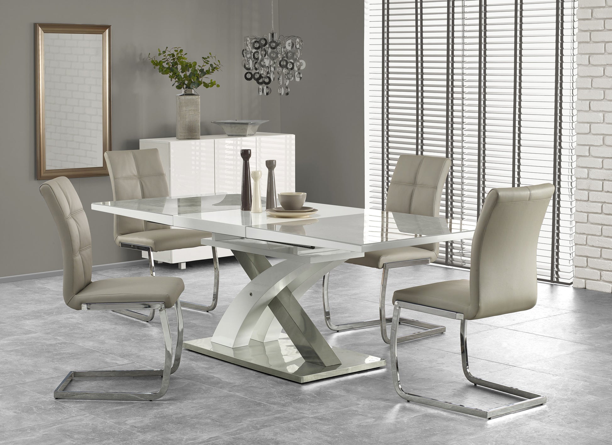 Kitchen Table Chongqing | size: Length: 90cm, Width: 220cm, Height: 78cm | color: White/Grey | image: 4 | variant: 1003211